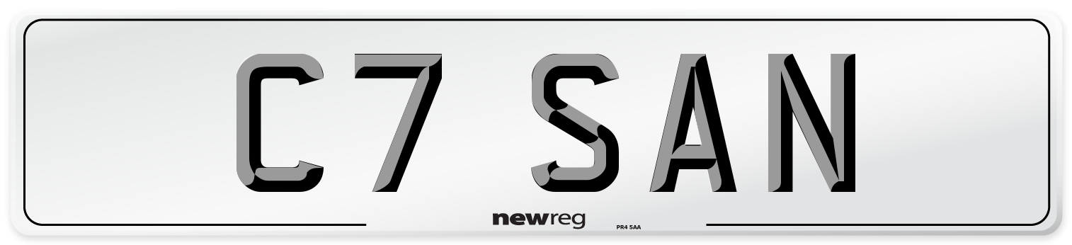C7 SAN Number Plate from New Reg